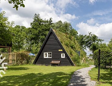 Idylische 4 persoons Drentse Plaggenhut naast een wijngaard